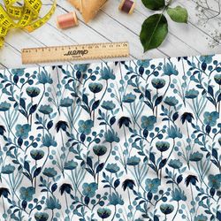 Ткань блэкаут голубые лотосы