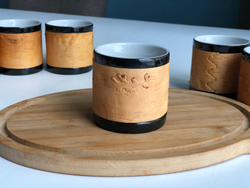 Кружка малая фарфоровая без ручки с берестой. Коллекция Log (Бревно)