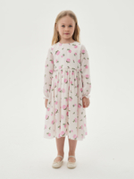 Eva, платье детское красное с крупными малиновыми цветами