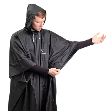 Пончо-дождевик Следопыт PF-RC-13 129х137см Плотный PVC на кнопках с капюшоном и чехлом цв.Чёрный -