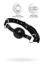 Черный кляп-шар на кожаных ремешках Anonymo (Цвет: черный)