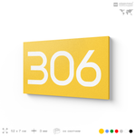 Номер на дверь 306, табличка на дверь для офиса, квартиры, кабинета, аудитории, склада, желтая 120х70 мм, Айдентика Технолоджи