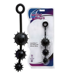 Чёрные стеклянные анальные шарики в силиконовом коконе (Цвет: черный)