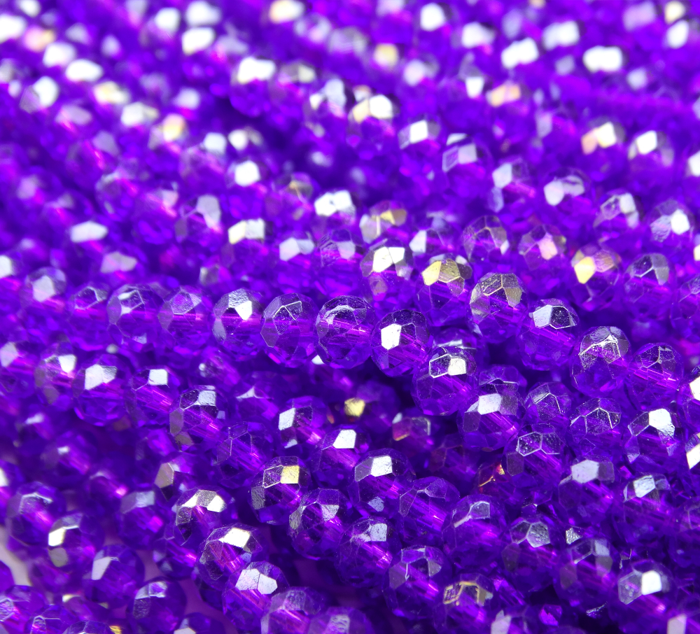 БП045ДС23 Хрустальные бусины "рондель", цвет: фиолетовый AB прозр., 2х3 мм, кол-во: 95-100 шт.
