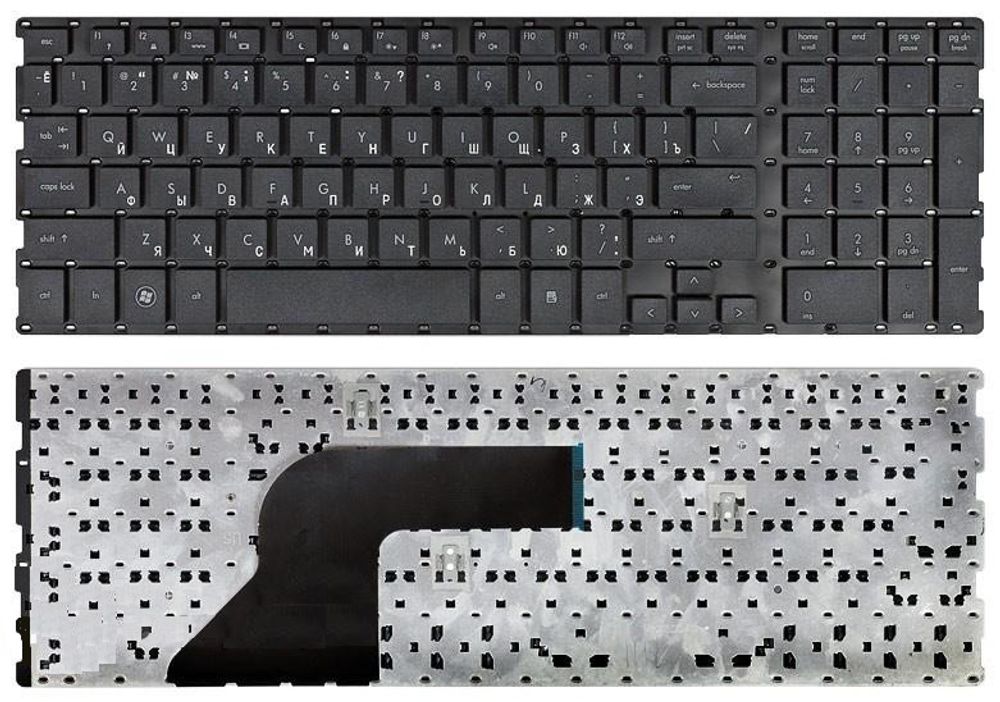 Клавиатура для ноутбука HP ProBook 4510s, 4515, 4710s, 4750s (Плоский Enter, черная)