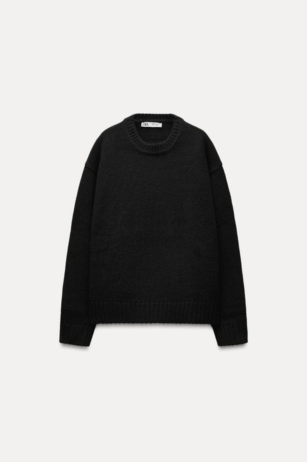 ZARA ОДНОТОННЫЙ СВИТЕР, ЧЕРНЫЙ