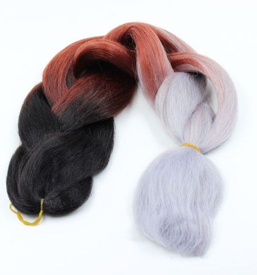 Канекалон 3-цветный 100гр 130см C17 черно махогоново пепельный