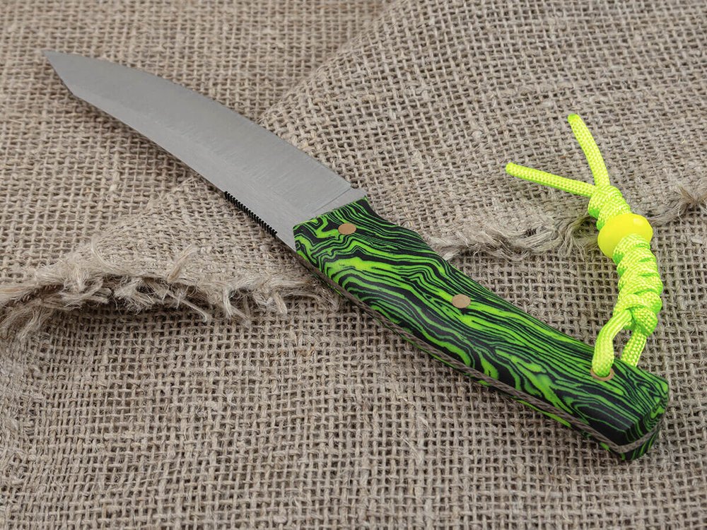 Нож для бушкрафта "Велес", сталь VG-10/Elmax, рукоять микарта (салатовая)