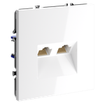 Розетка компьютерная встраиваемая VOLTUM S70 двойная RJ45+RJ45 кат.6, (белый глянцевый)