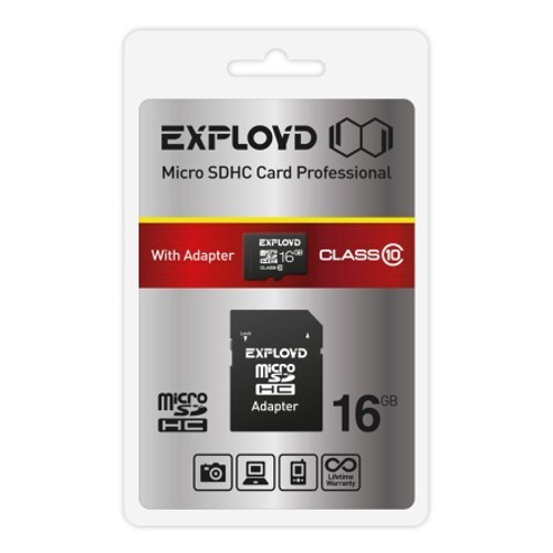 карта памяти Exployd microSDHD 16Gb cl.10+adapt.