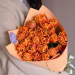21 пионовидный оранжевый тюльпан – фото товара из салона цветов FloArt, доставка по Южно-Сахалинску