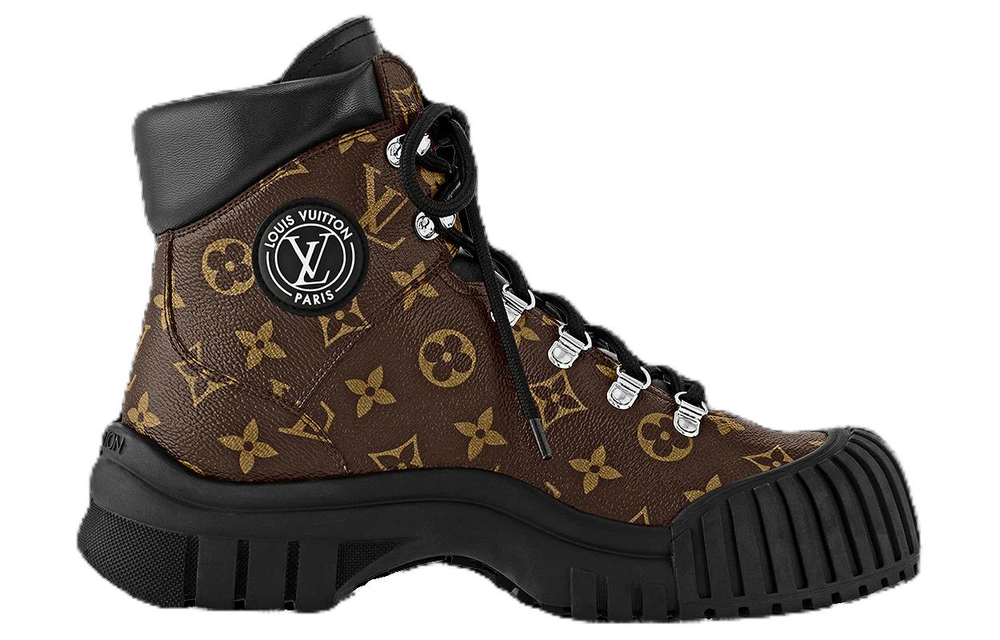 LOUIS VUITTON Ruby Leather Combat Boots Women"s Brown