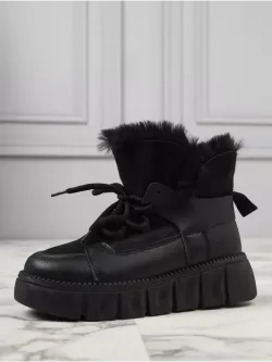 Зимние ботинки натуральный мех на платформе