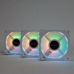 Комплект из 3 вентиляторов TESLA RGB120-XW3, 120мм, 1200rpm, Molex, белый/RGB, 38CFM, 21дБ, антивибропрокладки, бесконечное зеркало, изменение скорости анимации подсветки (TSL-120-XW3)