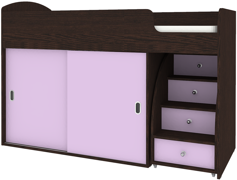 Кровать-чердак КарИВи Малыш Купе Венге Ирис