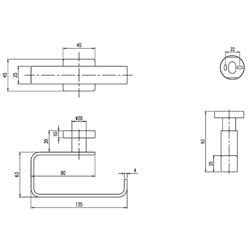 Держатель туалетной бумаги Villeroy&Boch Elements-Striking TVA15201400061 Хром