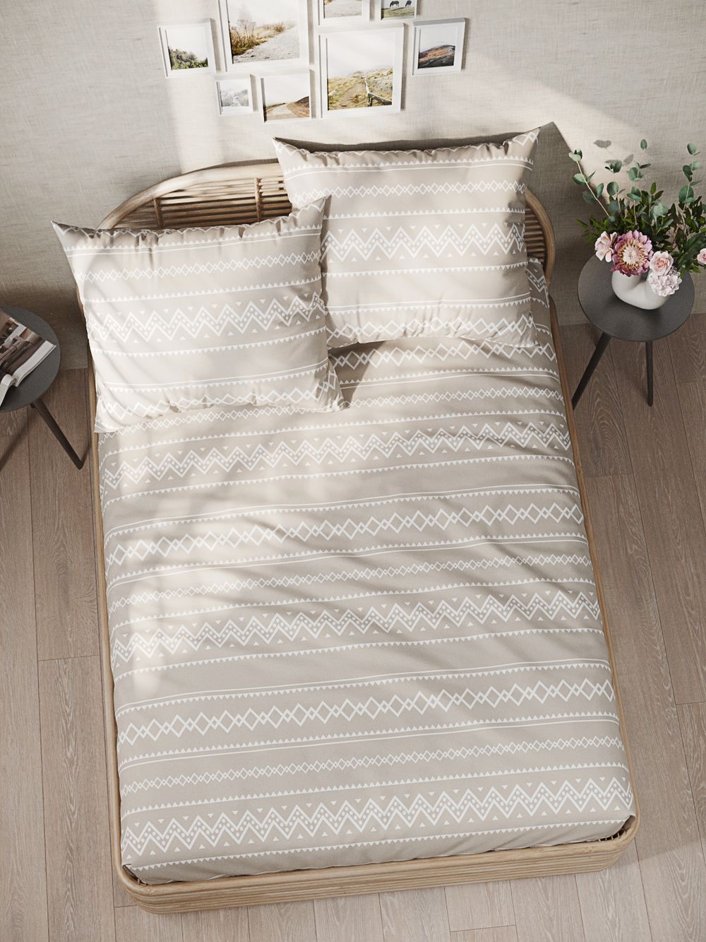 Постельное белье Сказка "Gusto" семейное  наволочки 50х70 2шт Простынь на резинке 160х200 см Пододеяльник 145х215 см(2шт) перкаль