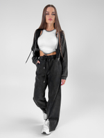 Костюм спортивный Snow Vina 15796 из укороченной толстовки на молнии и широких штанов с разрезами