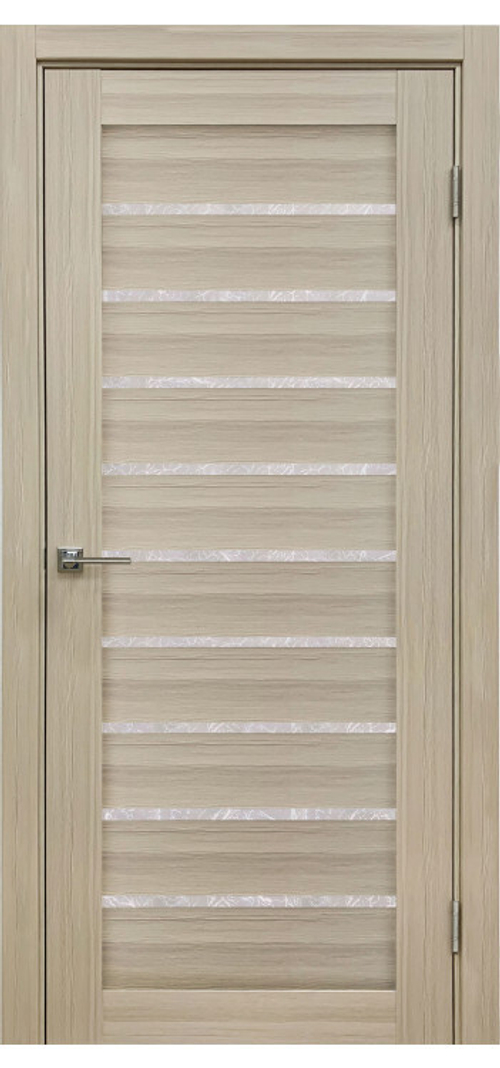 Межкомнатная дверь Велюкс 1 Ясень грей / Цвет тон Кремовая лиственница / Остекление "Гранит прозрачный" / Двери Верда