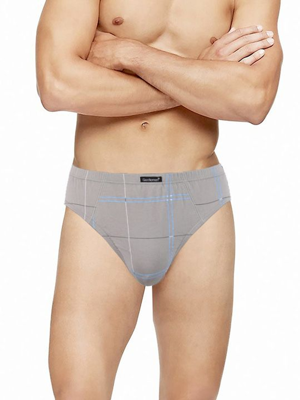 Комплект из 2 мужских трусов-слипов (Размер: L) (Цвет: серый с синим)