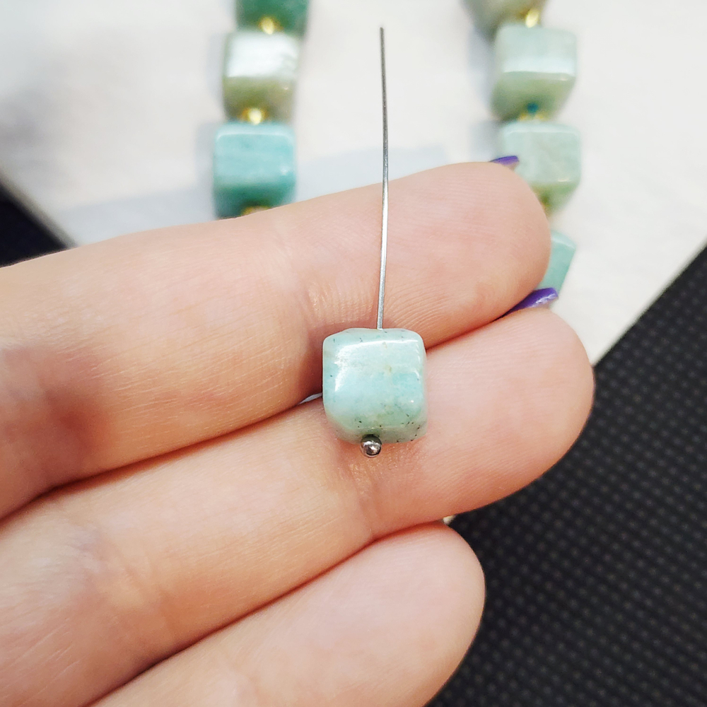 Амазонит, бусина кубик 8мм, штучно