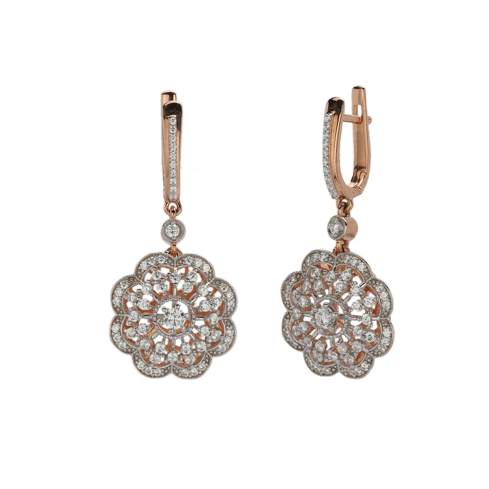 Серьги с фианитом из серебра 925 пробы JA-S-513893РА