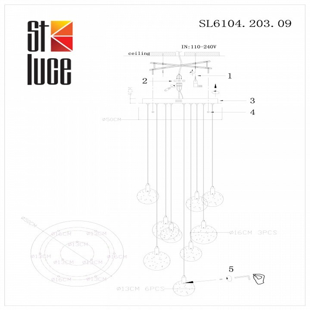 Подвесная люстра ST-Luce SL6104.203.09