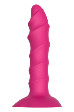 Розовый ребристый анальный фаллоимитатор Twisted Plug With Suction Cup - 17 см.