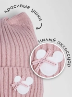 Шапка и снуд для девочки с ушками на завязках