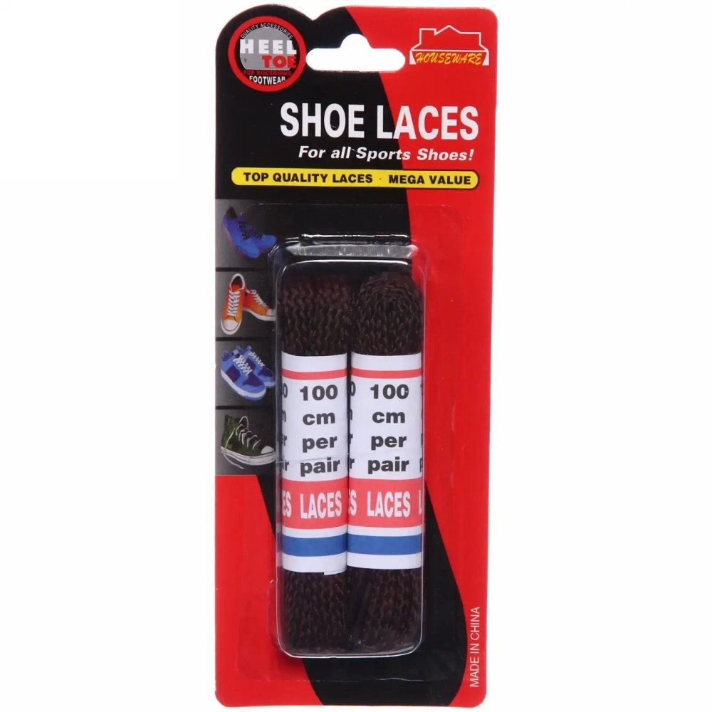 Шнурки для обуви «Классические», плоское сечение, цвет коричневый, 2 пары, 100см