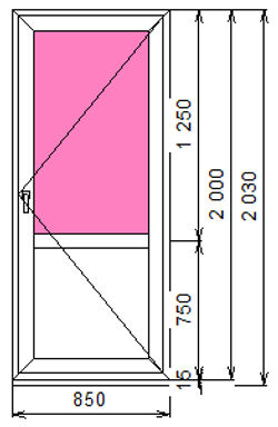 Дверь из ПВХ 2000 х 850