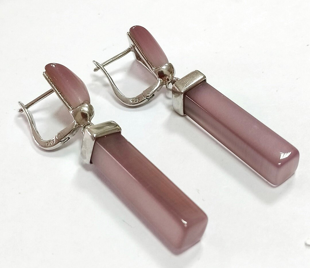 Ювелирные серьги"Эстерелла" из серебра,вставка синтетический кварц