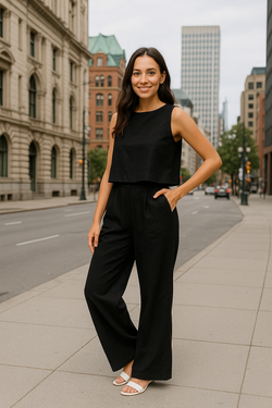 Костюм с брюками женский, черный, легкий