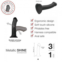 Гибкий фаллоимитатор Strap-on-me DILDO MONO DENSITE Синий Металлик размер Medium