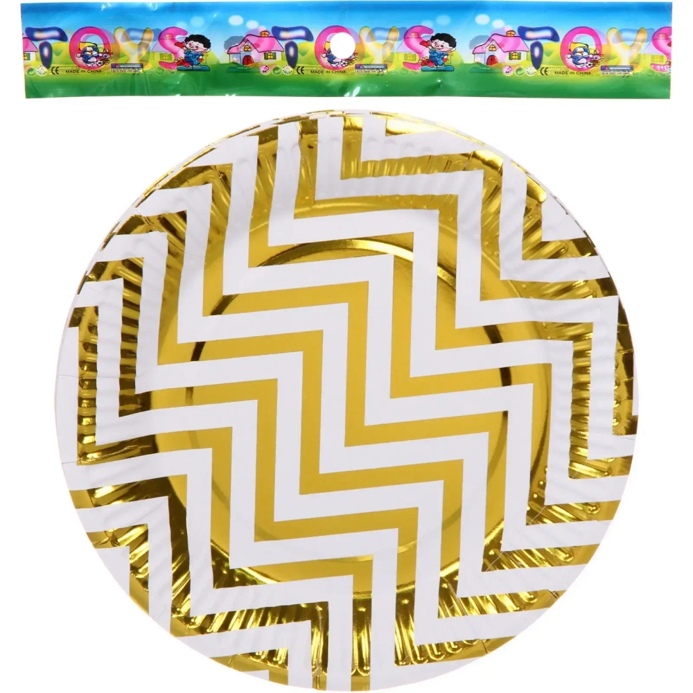 Тарелка бумажная 18 см в наборе 10 шт «Зигзаг», золото