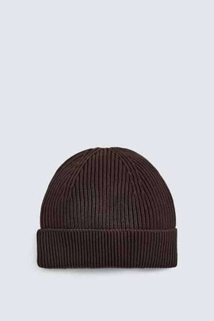 ZARA БАЗОВАЯ ТРИКОТАЖНАЯ ШАПКА, ШОКОЛАДНЫЙ