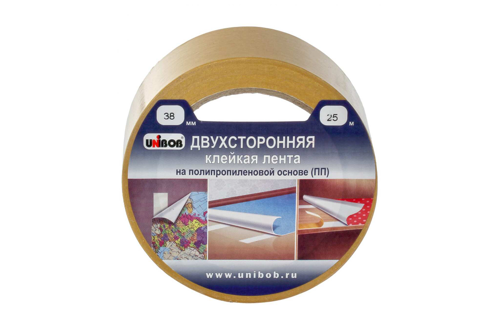 Двухсторонняя КЛ UNIBOB, 38ммх25м (полипропилен)