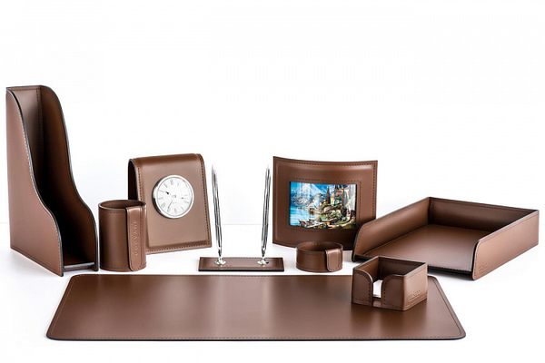 Набор настольный офисный цвет орех 9 предметов №155