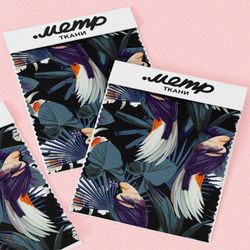 Ткань шелк Армани тропические листья узорные