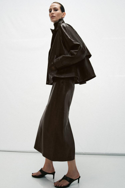 ZARA БОМБЕР ИЗ 100% КОЖИ — ZW COLLECTION, КОРИЧНЕВЫЙ