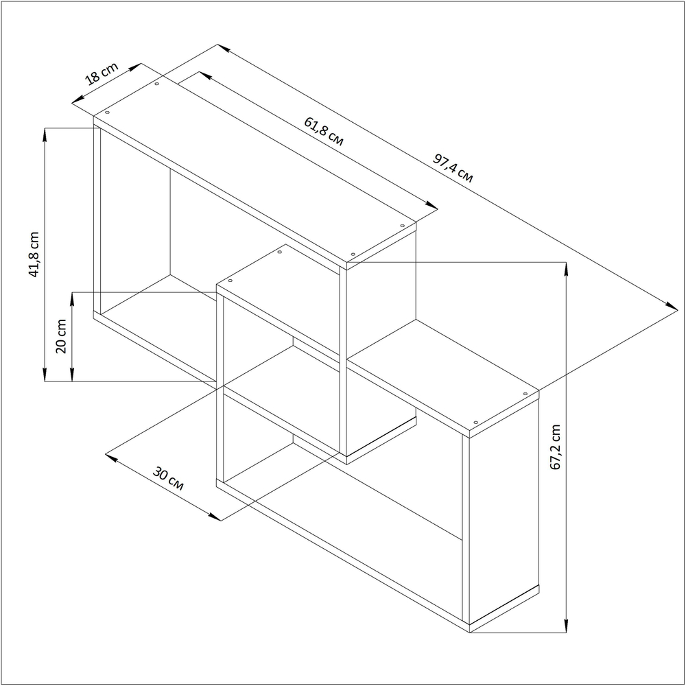 Полка настенная Делфи, 3 ячейки, белая, в скандинавском стиле