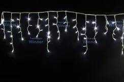 Светодиодная мерцающая бахрома 5*0.6 м., 220V, 170 холодных белых LED ламп, белый каучук, соединяемая, Winner (w.02.7W.170+)