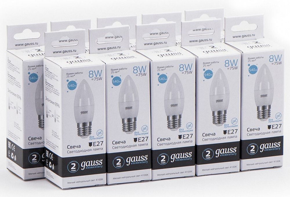 Лампа светодиодная Gauss 332 E27 8Вт 4100K 33228