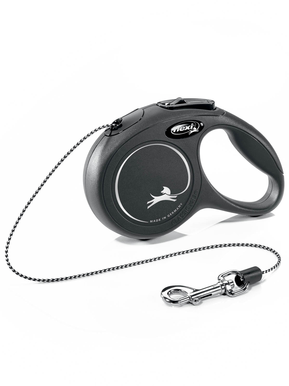 Поводок-рулетка Flexi New Classic XS. Трос 3 м. для собак до 8 кг. Черный