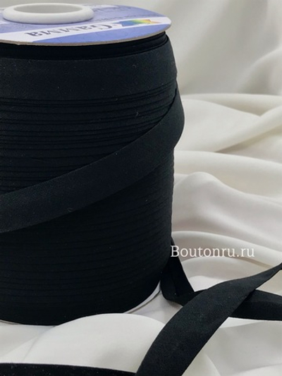 Косая бейка хлопок №081 черная GAMMA GK-15C 14-15 мм