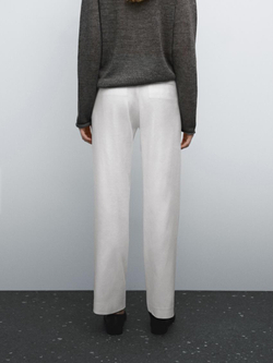 Massimo Dutti Эластичные брюки из смесового льна, белый
