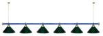 Лампа STARTBILLIARDS 6 пл. (плафоны зеленые,штанга зеленая,фурнитура золото)