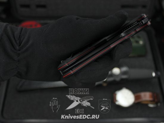 Складной нож НОКС Мангуст-2С (Black Red) 337-708406 c клинком из стали D2, рукоять G10