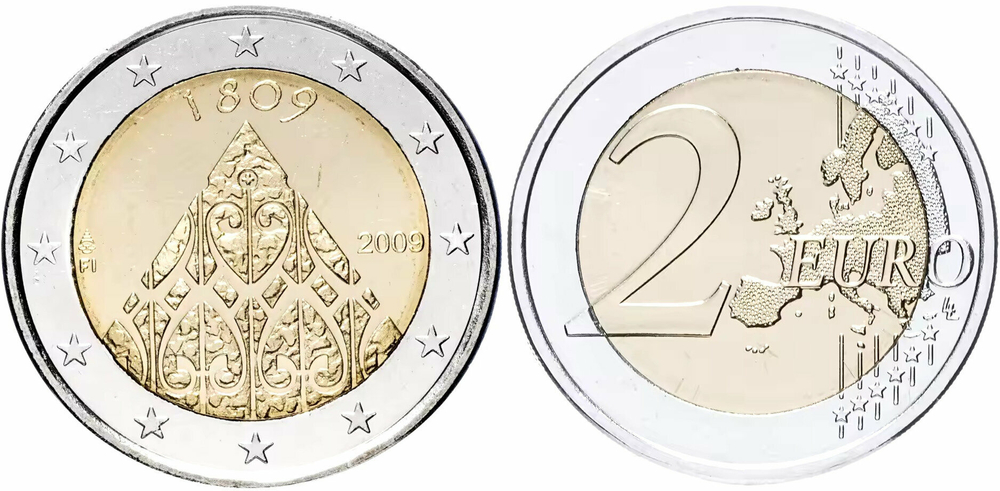 Финляндия 2 евро, 2009 200 лет автономии Финляндии