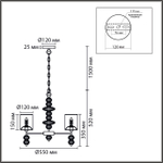 8338/6 MODERNI LN26 143 хром/серый, металл/стекло/текстиль Люстра E14 6*40W 220V ILMIRA